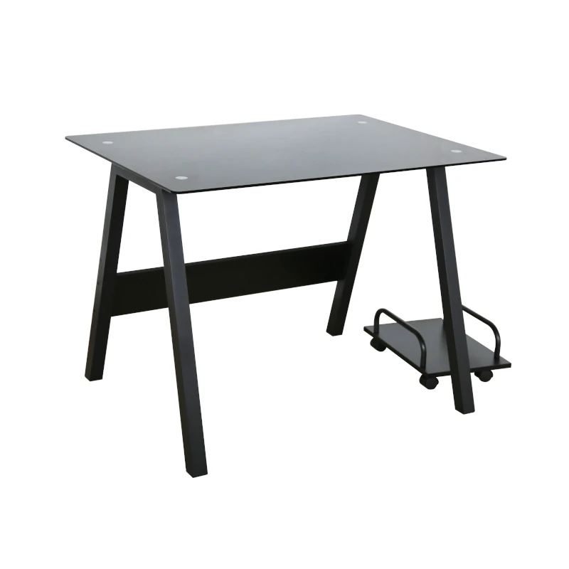 Escritorio Oficina Negro Con Porta Cpu Ferrini 120X60X76Cm