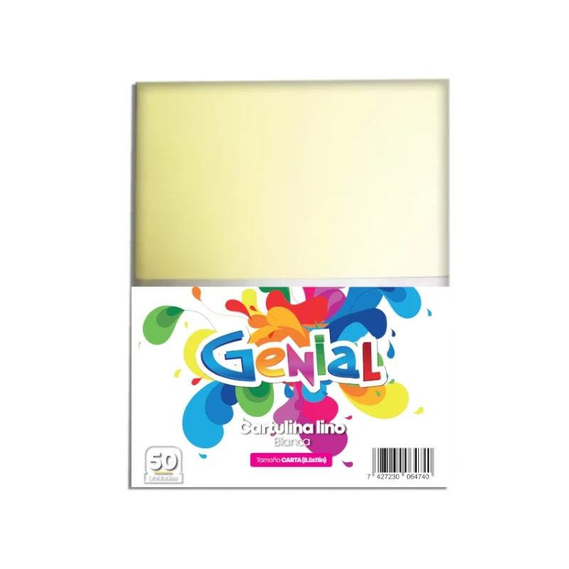 Cartulina Tamaño Carta Paquete50 Lino Crema