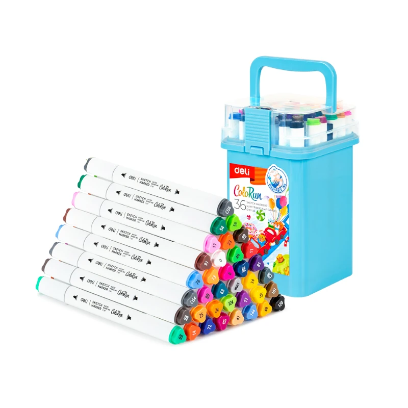 Marcador Doble Punta Paquete 36 Base Agua Deli