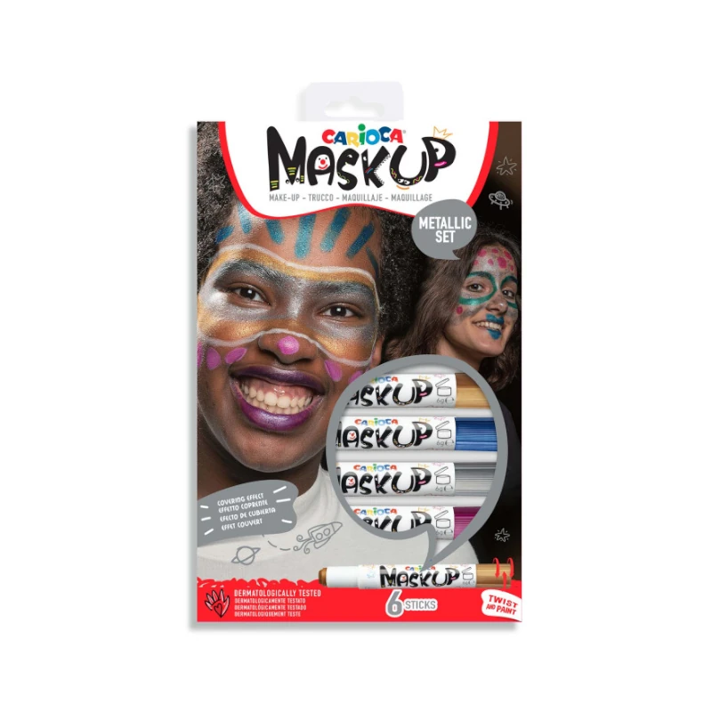 Crayon Pinta Cara 6 Colores Metalico Carioca