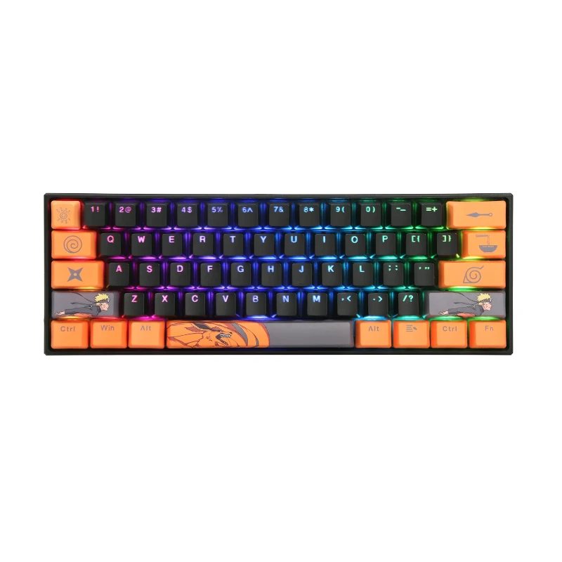 Teclado Checkpoint Gaming Naruto Leaf Ninja Usb Neg-Nara Rgb 60% Kx-400 Mecanico