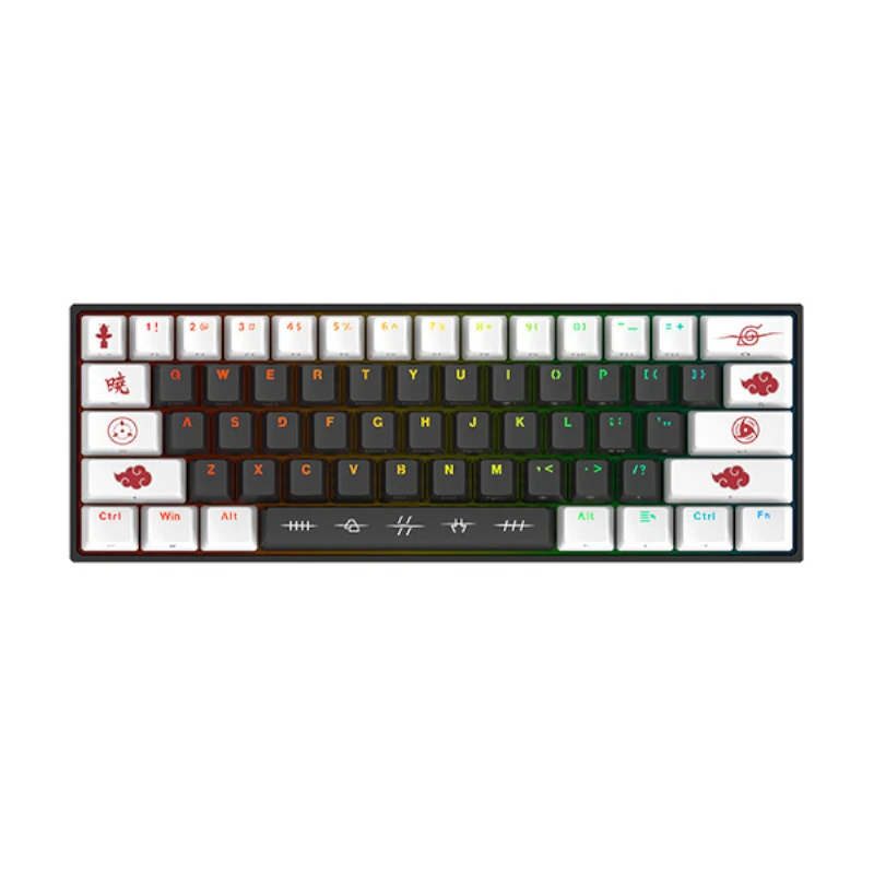 Teclado Checkpoint Gaming Naruto Akatzuki Usb Neg-Bla Rgb 60% Kx-400 Mecanico