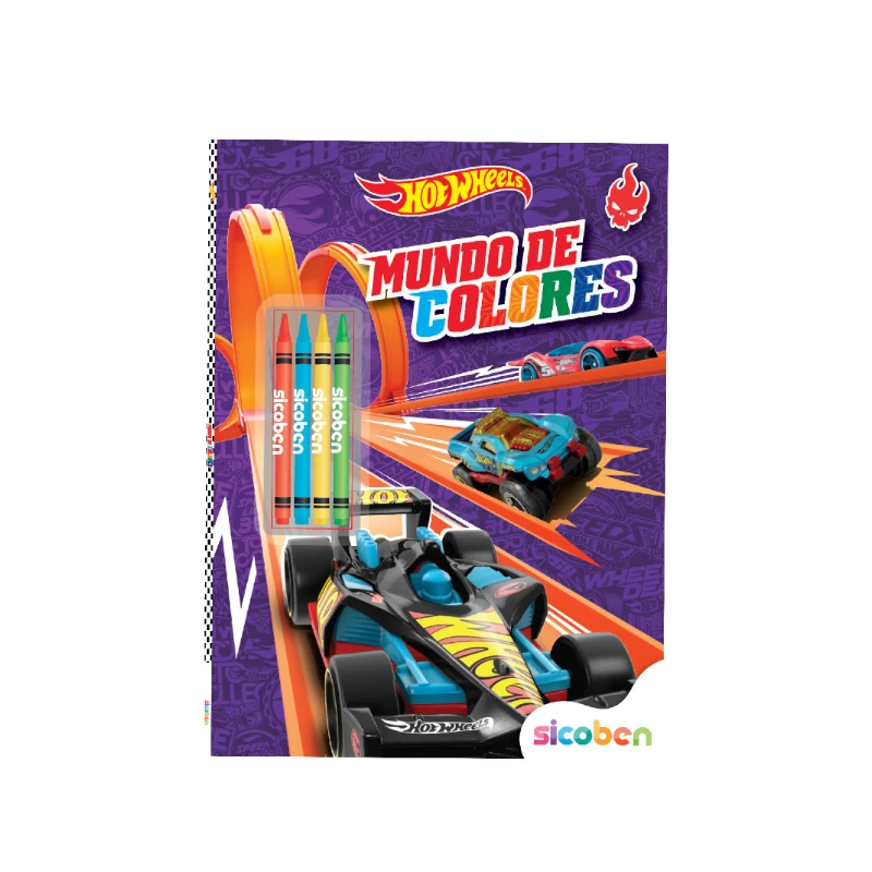 Libro De Actividades Mundo De Colores Barbie Y Hotwheels Con Crayones 32 Paginas Surtido