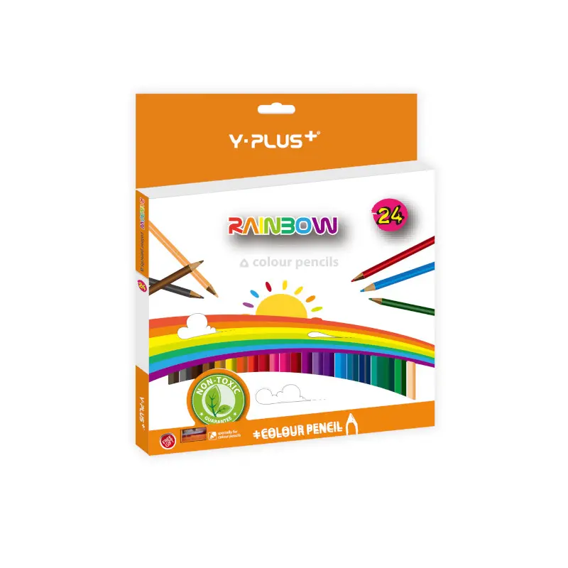 Lapiz de Color Largo 24 Colores Y-Plus Triangular + Sacapunta