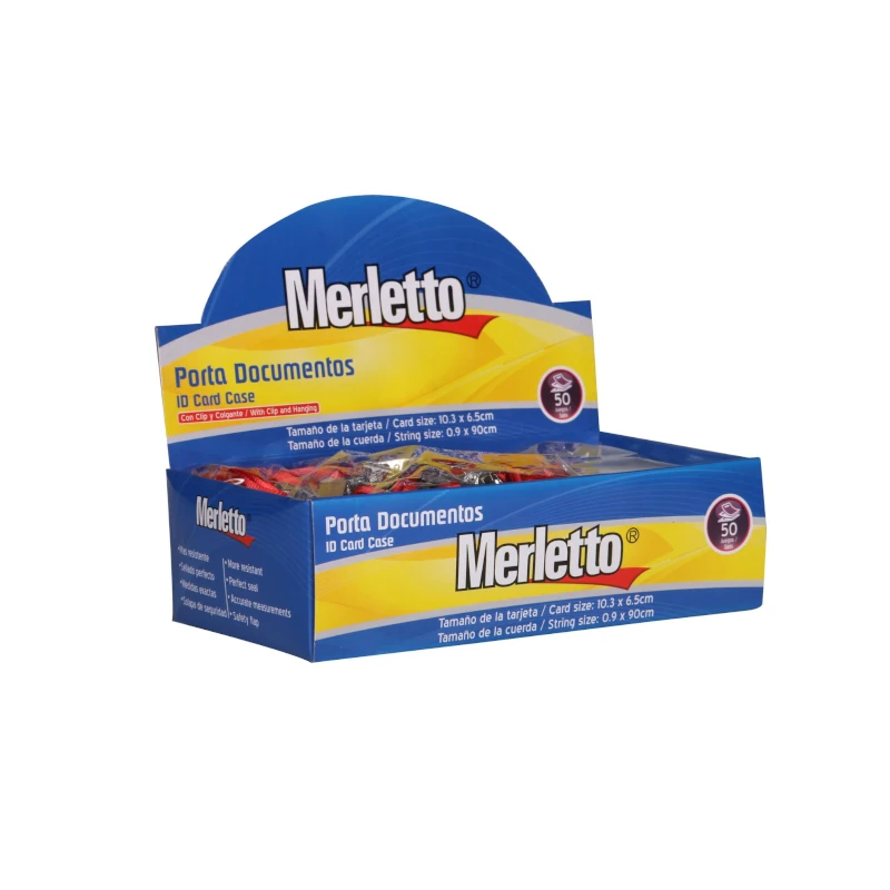 Porta Carnet Plastico Paquete 50 Con Clip Y Cord Vert Rojo Merletto