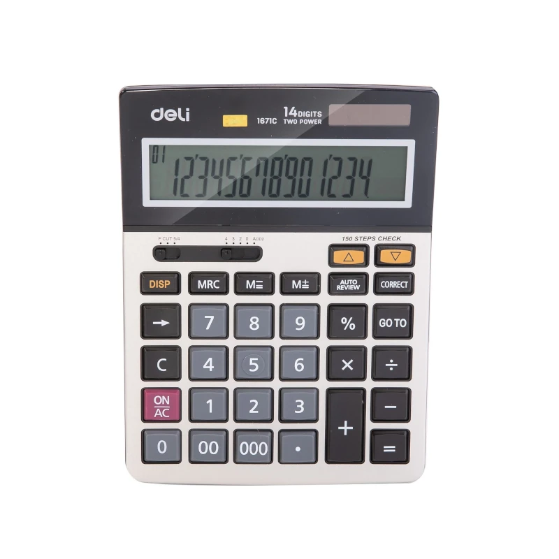 Calculadora Deli Escritorio 14 Digitos Gris