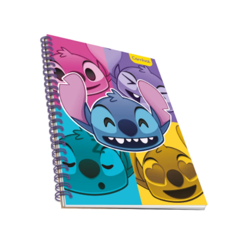 Cuaderno #3 1 Materia Licencia Emoji Stitch Doble Anillo 200 Pag