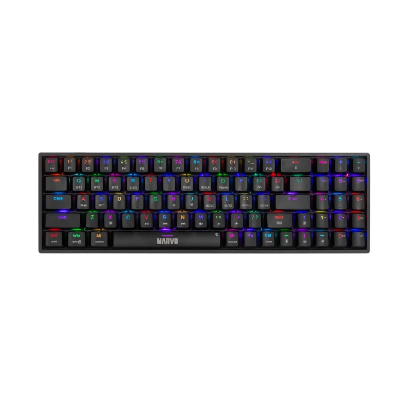 Teclado Marvo Gaming Usb-C E Inalambrico Negro Rgb Kg956W Mecanico 75% Tkl Anti-Ghosting