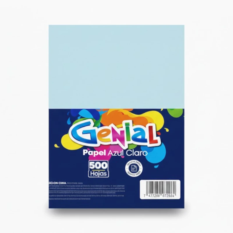 Papel Carta B20 Azul Claro 500 Hojas Genial