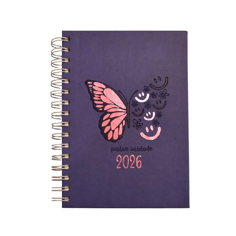 Agenda Espiral 2026 Ferrini Con Diseño Tucson Lavanda  Mariposa