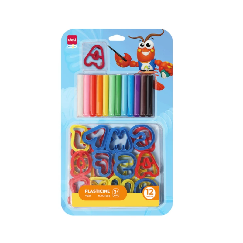 Plastilina 12 Colores Deli Con Moldes Letras