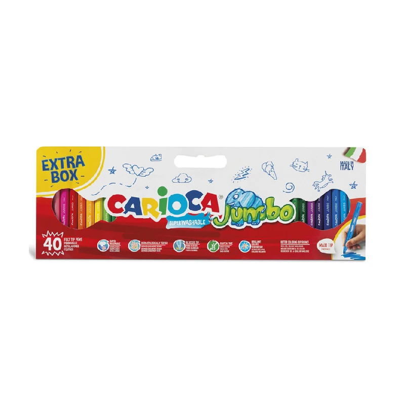 Marcador Escolar Jumbo 40 Colores Carioca Lavable