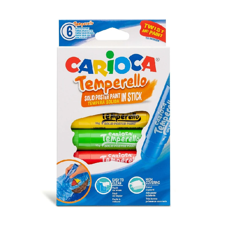 Tempera Carioca 6 Colores 10Gr Solida