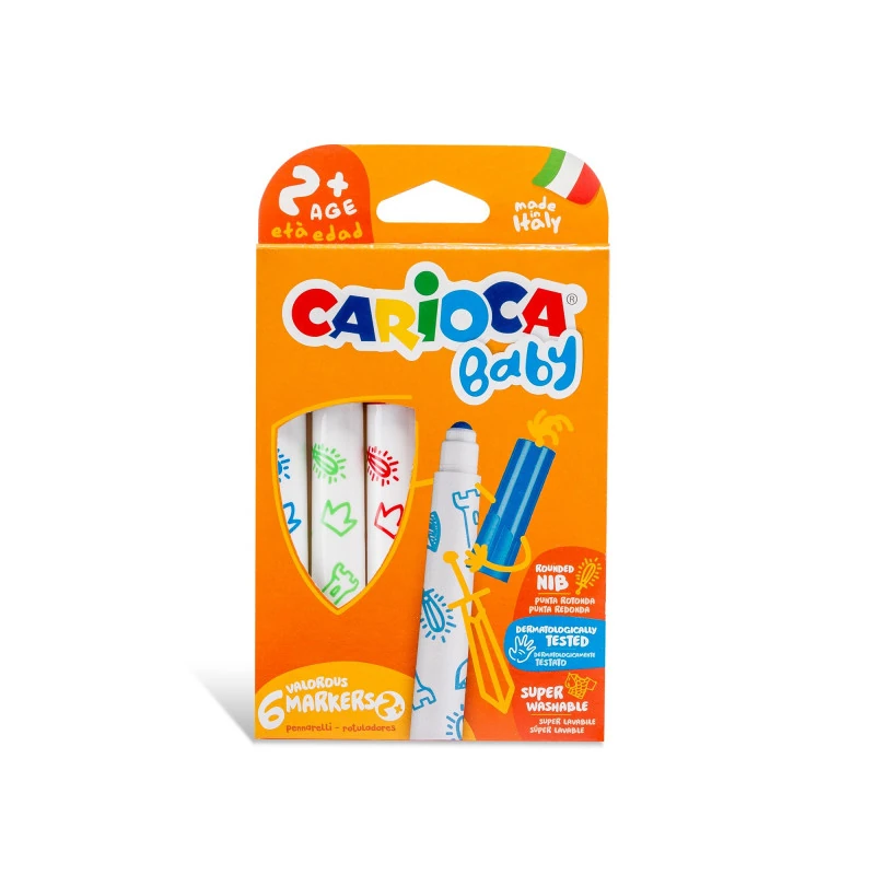 Marcador Baby Paquete 6 Jumbo Carioca Lavable +2Y