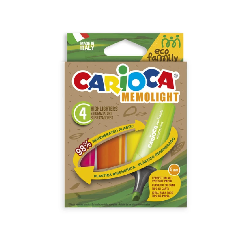 Resaltador Paquete 4 Carioca Surtido Memolight