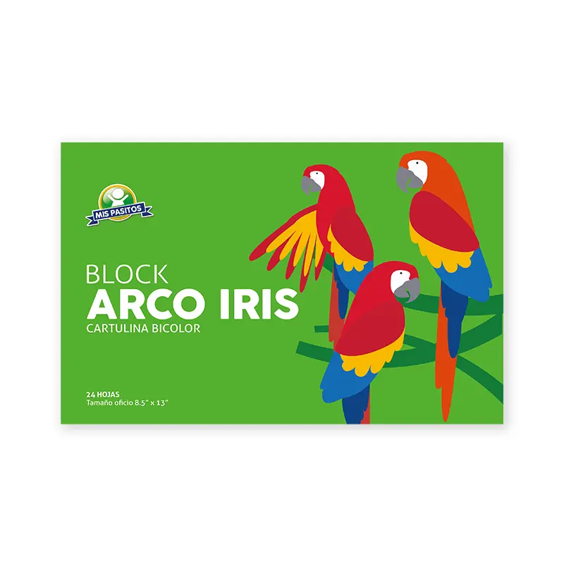 Block Tamaño Oficio Cartulina Iris 24Hojas Bicolor Surt Mis Pasitos