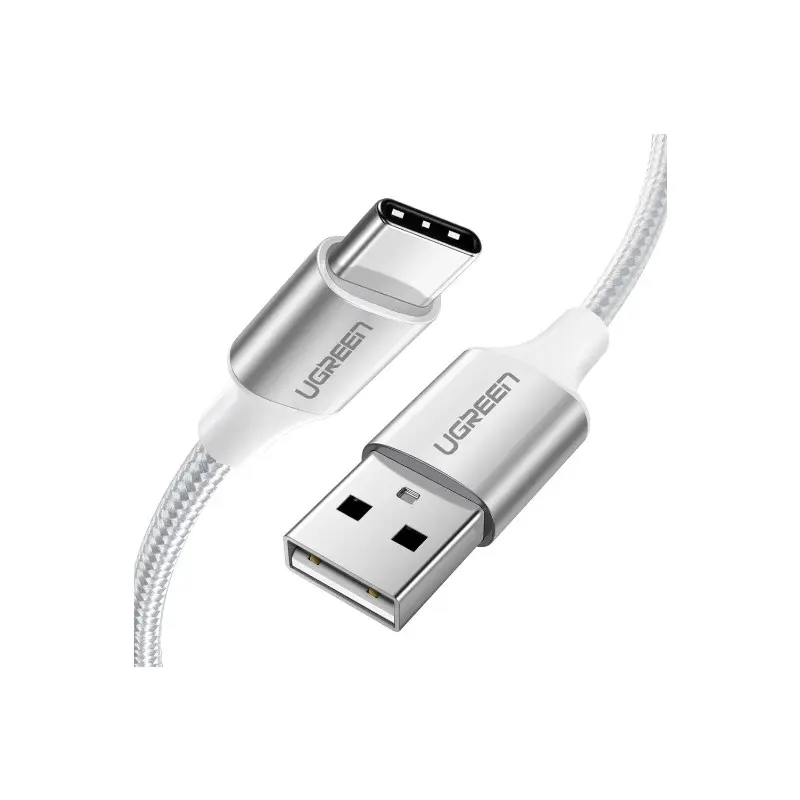 Cable Usb-C A Usb 2.0 3M Trenzado Blanco Plateado Us288 Ugreen