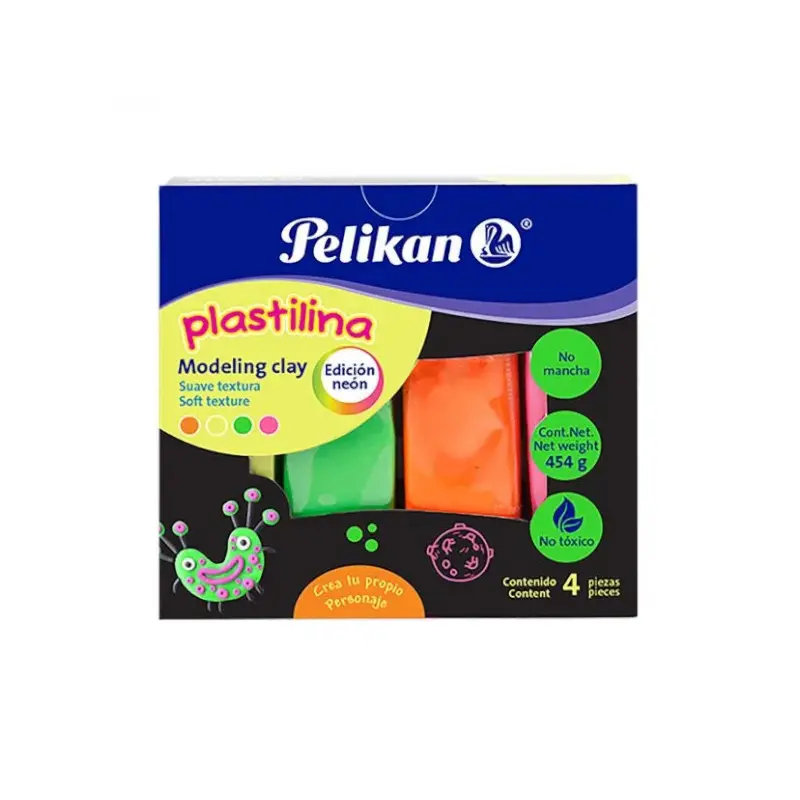 Plastilina Pelikan 4 Colores Neon