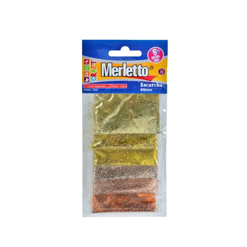 Escarcha Merletto Paquete 6 Bolsitas 2Gr Blister Dorado