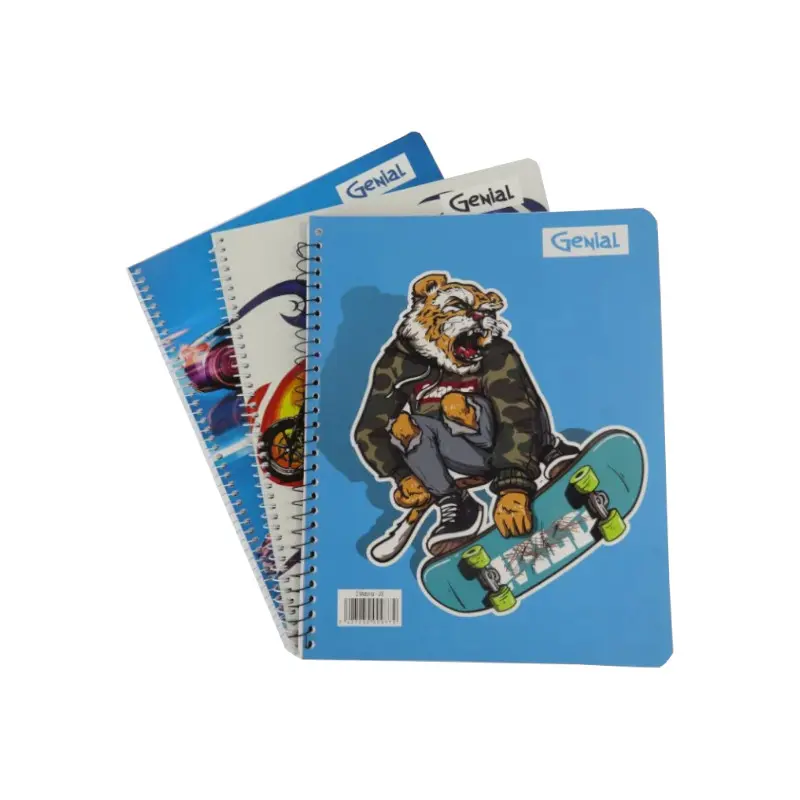 Cuaderno Espiral 2 Materias UV Genial Diseños Masculinos