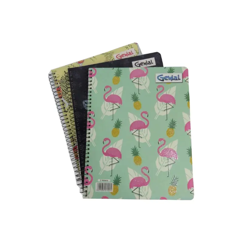 Cuaderno Espiral 3 Materias Glitter Genial Diseños
