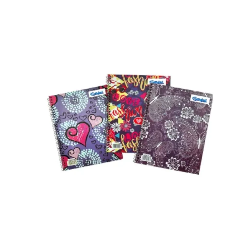 Cuaderno #3 5 Materias Genial Diseños Femeninos Glitter