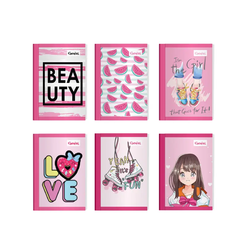 Cuaderno Cosido Grande 200 Pag Doble Linea Genial Diseños Niña