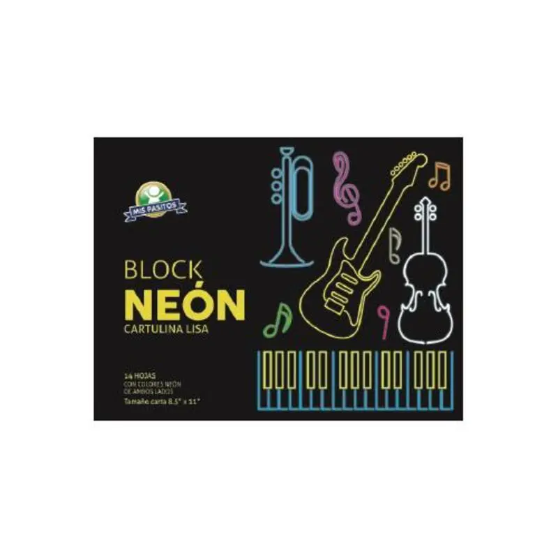Block Tamaño Carta Cartulina Neon 14Hojas Mis Pasitos