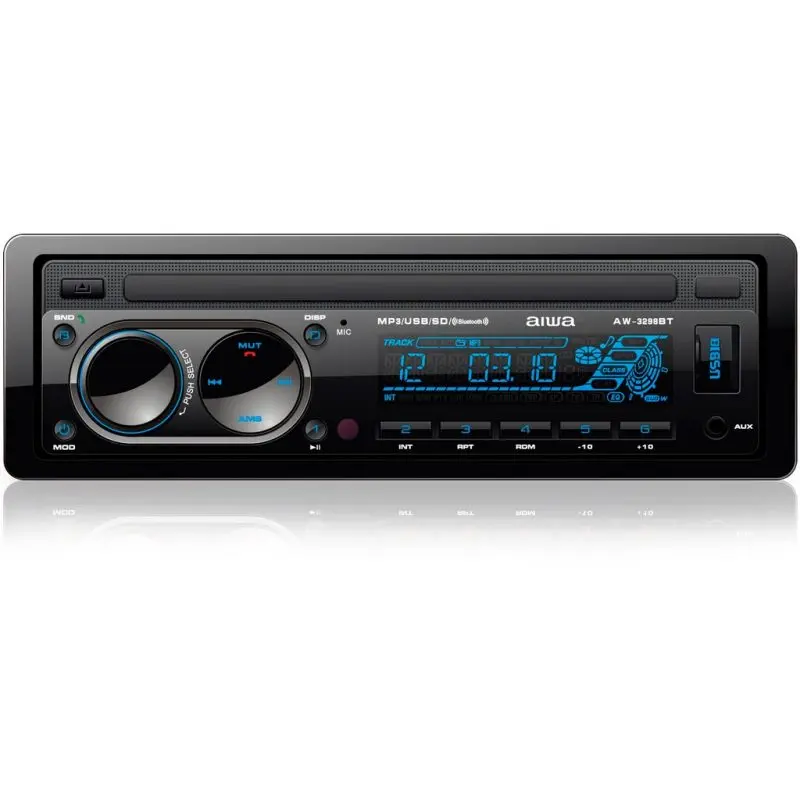 Radio Para Carro 25wx4 Bt Usb Aux Input Mp3 Pantalla Lcd 3.5mm Ranura Sd Control Remoto Negro  Aiwa