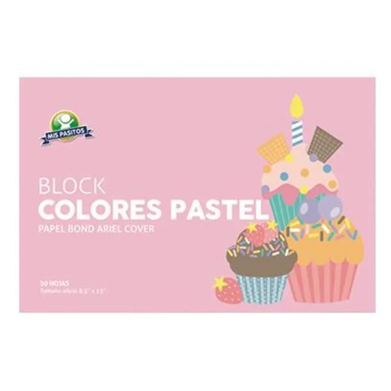 Block Tamaño Oficio Papel Ariel Cover Colores Pastel 20Hojas Mis Pasitos