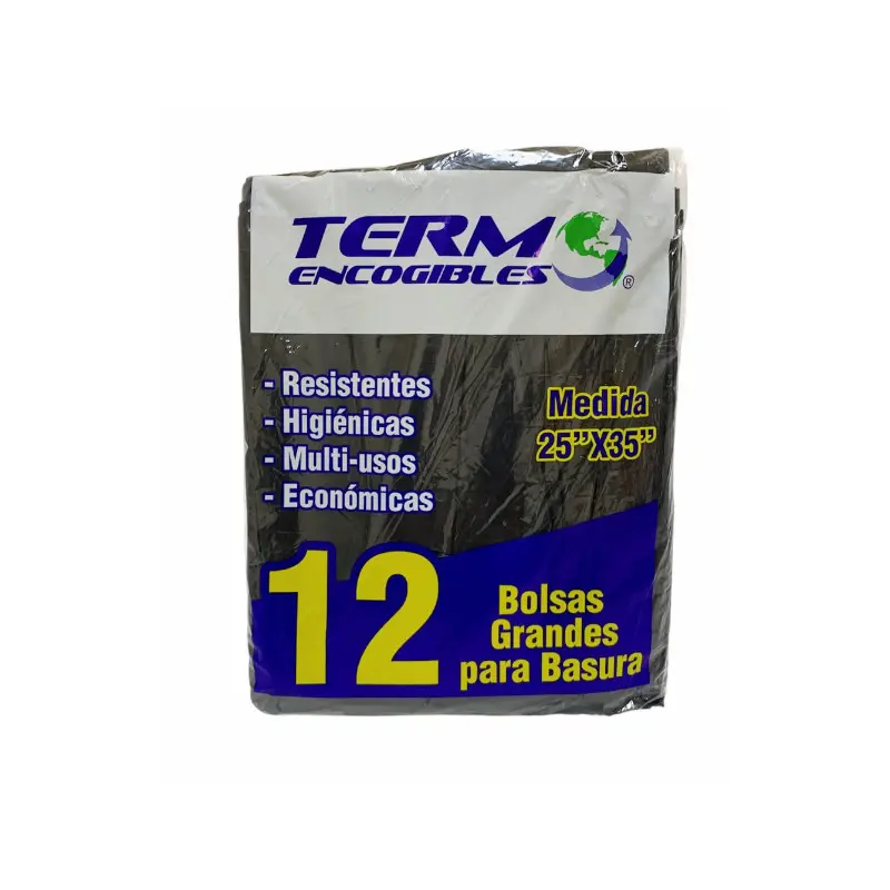 Bolsa P/Basura 25x35 Negra Termo Pqt12
