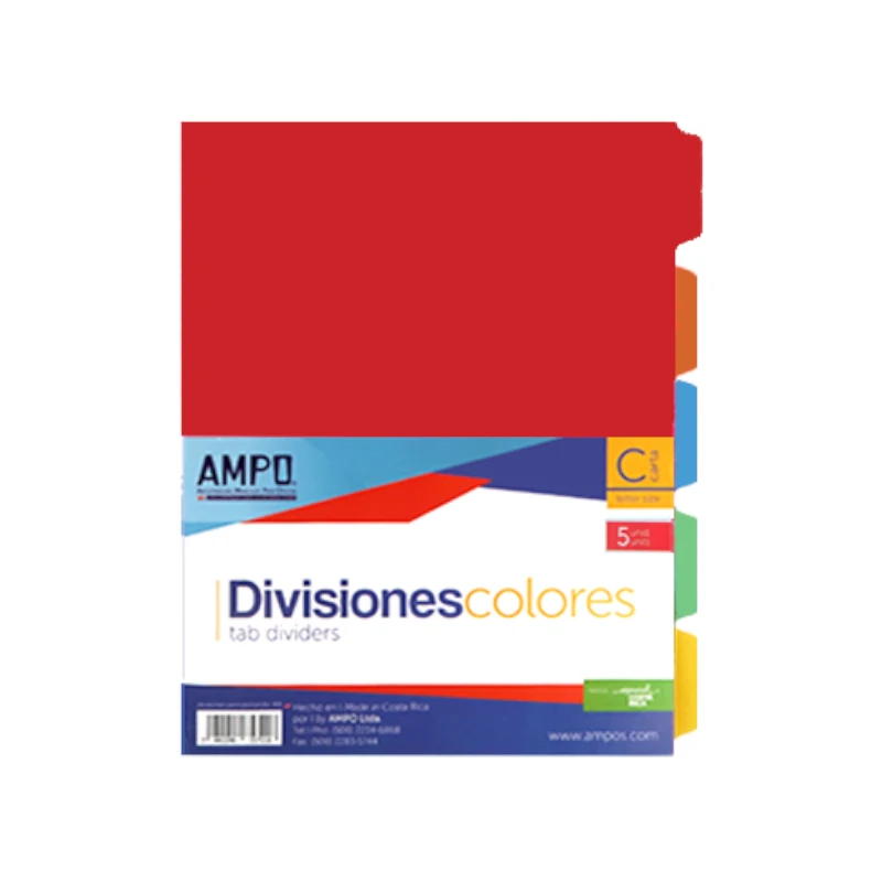 Separador Binder 5 Divisiones Colores Ampo