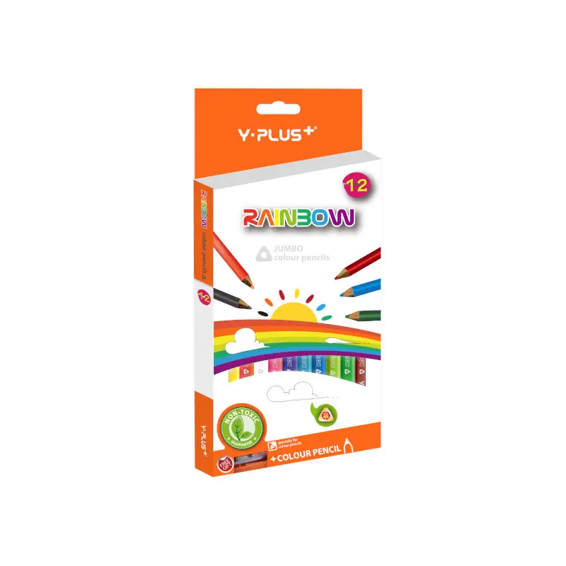 Lapiz de Color Largo 12 Colores Y-Plus Jumbo Triangular + Sacapunta