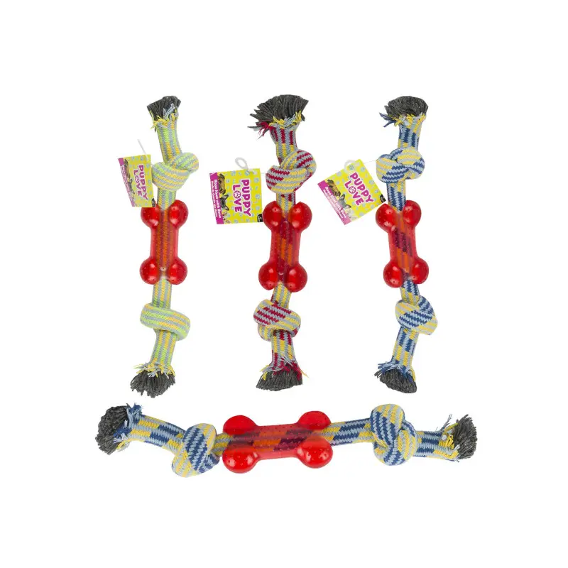 Juguete Perro Cuerda Con Hueso Goma