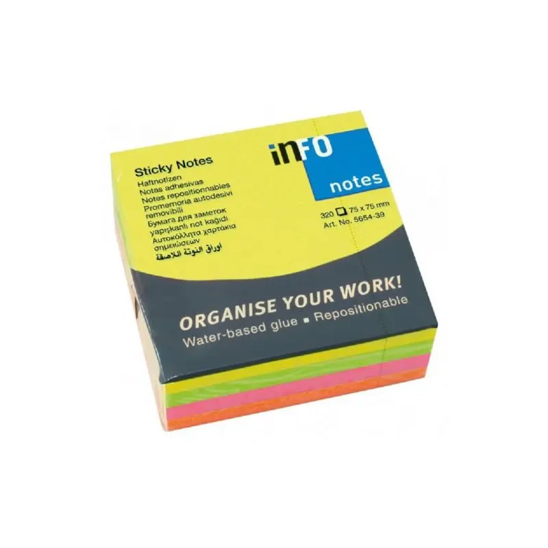 Nota Adhesiva Infonote 3X3 Surtido Cubo 5654-39