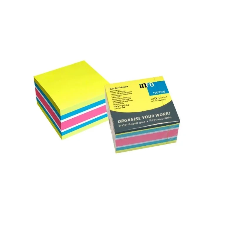 Nota Adhesiva Infonote 3X3 Surtido Neon Cubo 5654-51 450 Hjs