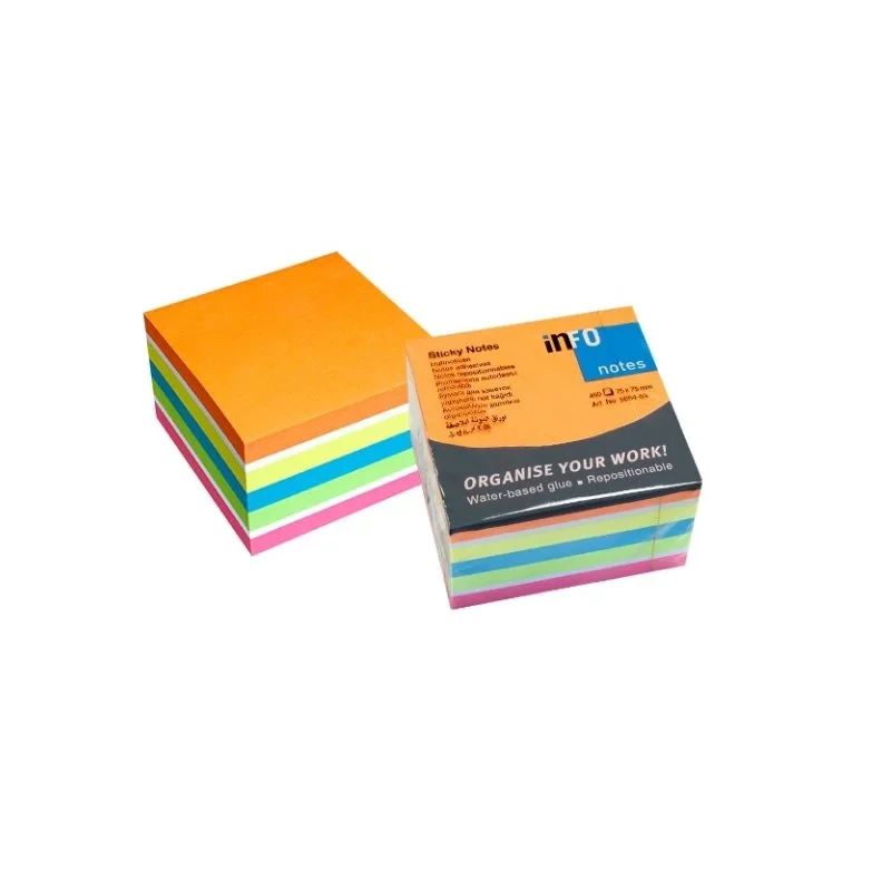Nota Adhesiva Infonote 3X3 Surtido Neon Cubo 5654-53 450 Hjs