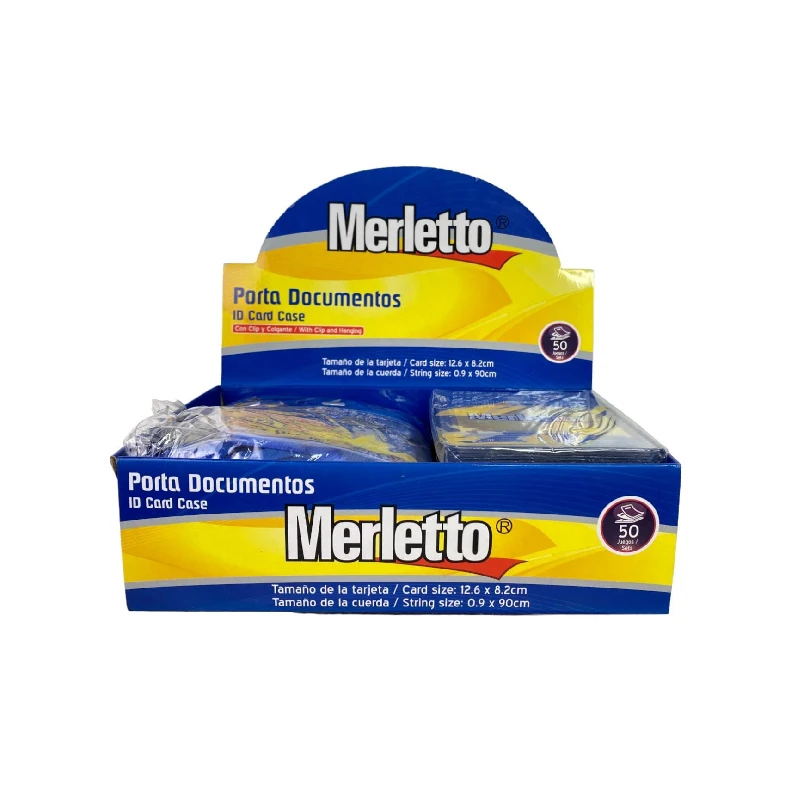 Porta Carnet Plast Pqt50 C/Clip Y Cord Vert Azul Merletto