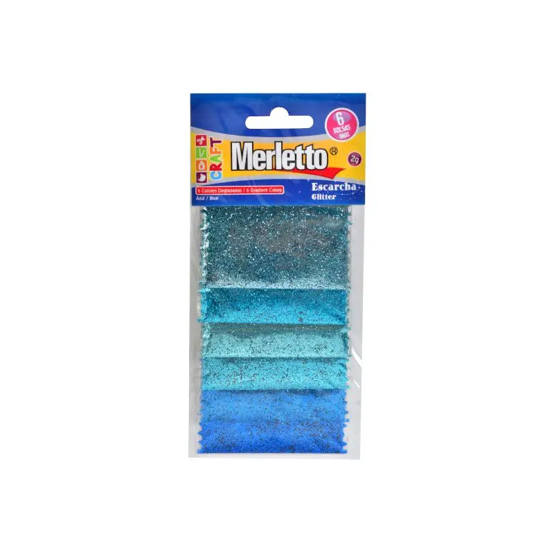 Escarcha Merletto Paquete 6 Bolsitas 2Gr Blister Azul