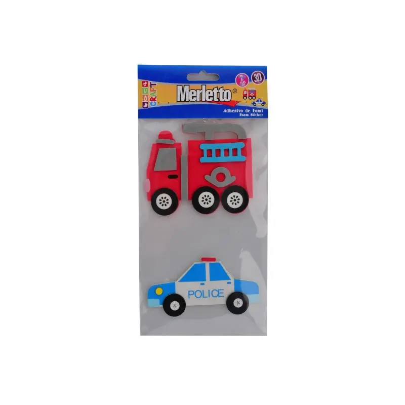 Foamy Adhesivo 3D Carro Policia/Bombero 2Piezas Merletto