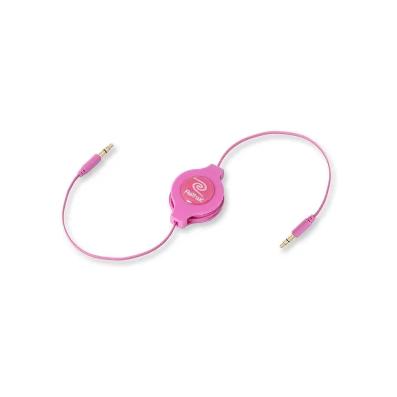 Cable Audio 3.5Mm 5 Pies Retractil Macho A Macho Rosa