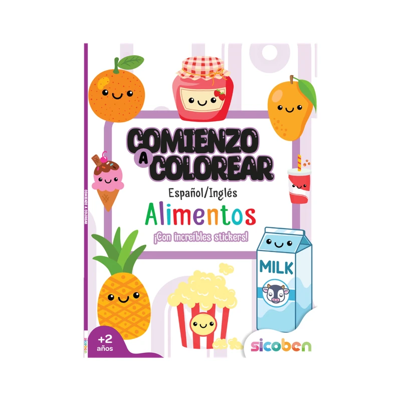 Libro De Actividades Colorear Alimentos  Animales C/Sticker