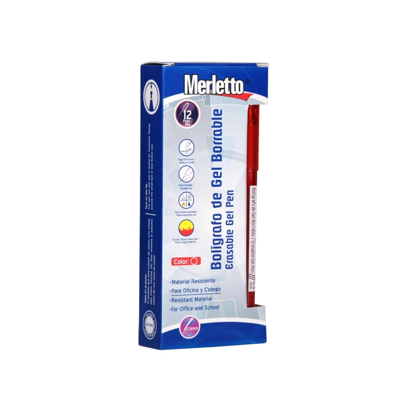 Boligrafo Merletto Rojo Gel Con Borrador