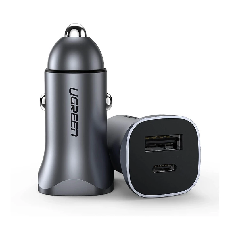 Cargador P/Carro 1Usb-A+1Usb-C Gris 30W Cd130 Ugreen